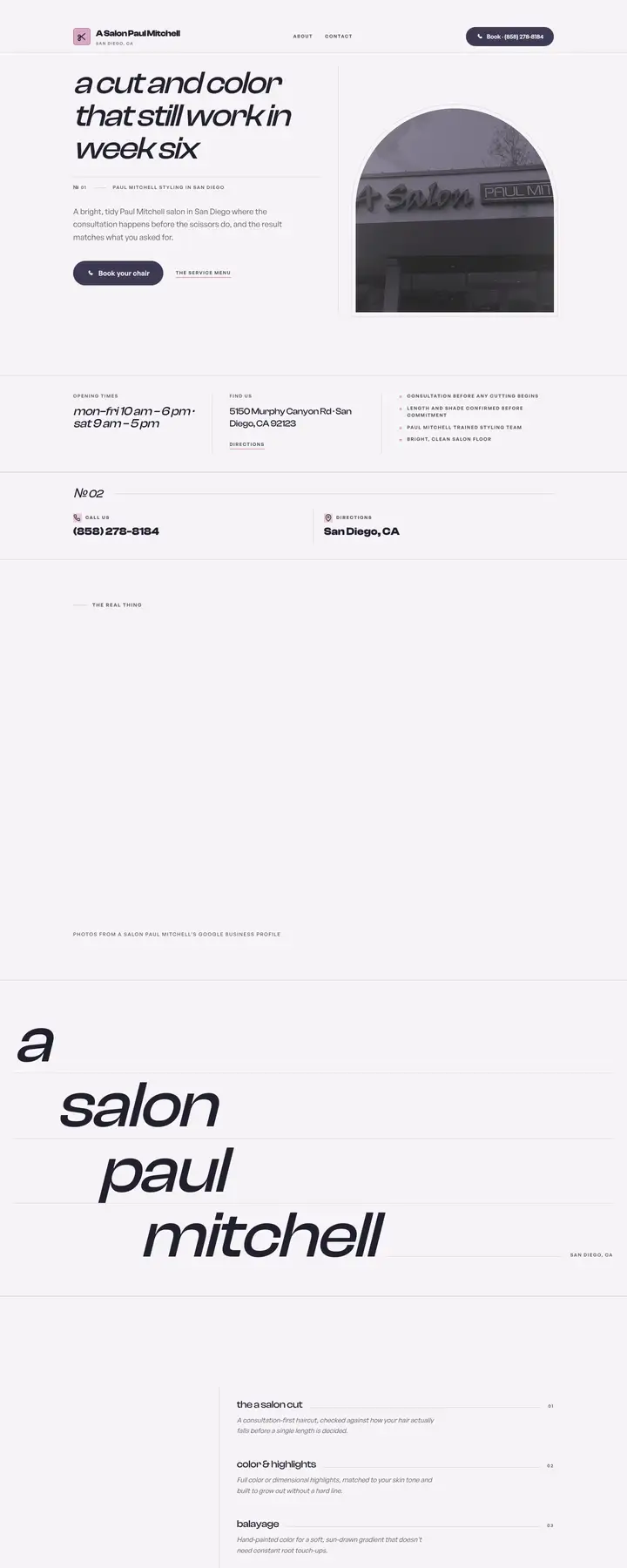 Free preview of a website for A Salon Paul Mitchell, built by Ready StoreFront (not affiliated)