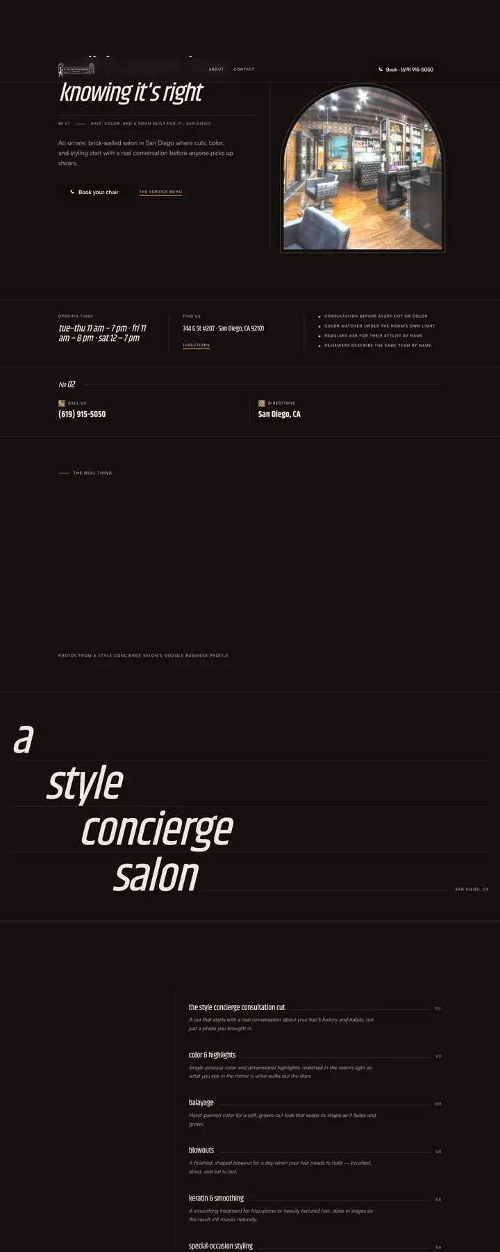 Free preview of a website for A Style Concierge Salon, built by Ready StoreFront (not affiliated)