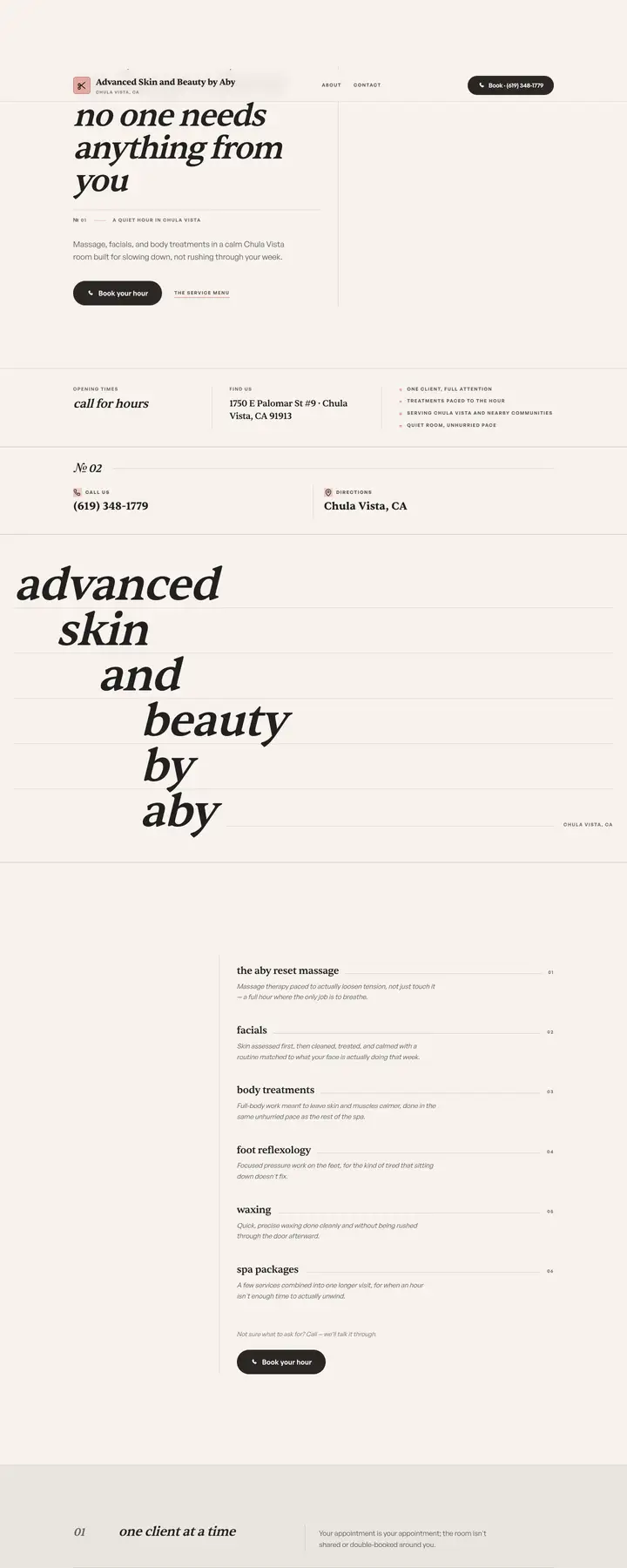 Free preview of a website for Advanced Skin and Beauty by Aby, built by Ready StoreFront (not affiliated)