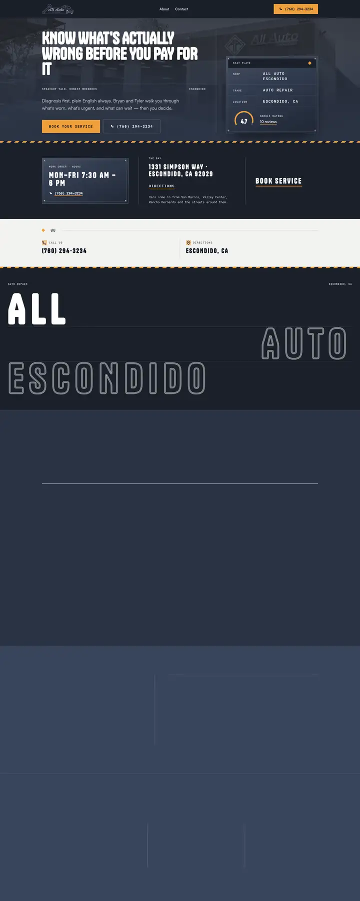 Free preview of a website for All Auto Escondido, built by Ready StoreFront (not affiliated)