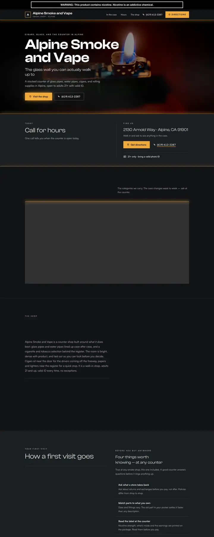 Free preview of a website for Alpine Smoke and Vape, built by Ready StoreFront (not affiliated)