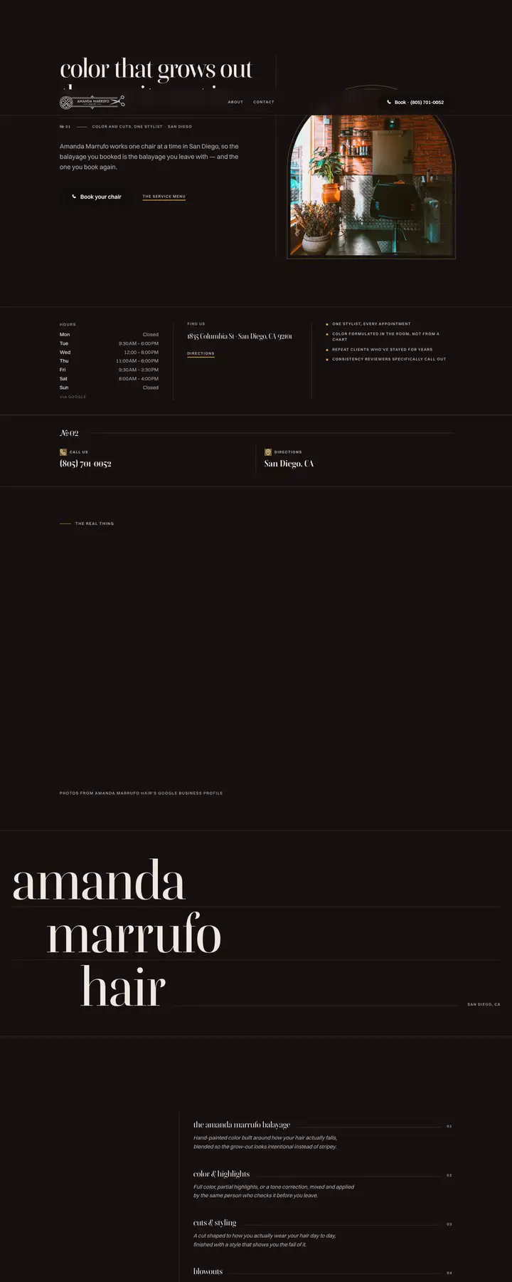 Free preview of a website for Amanda Marrufo Hair, built by Ready StoreFront (not affiliated)
