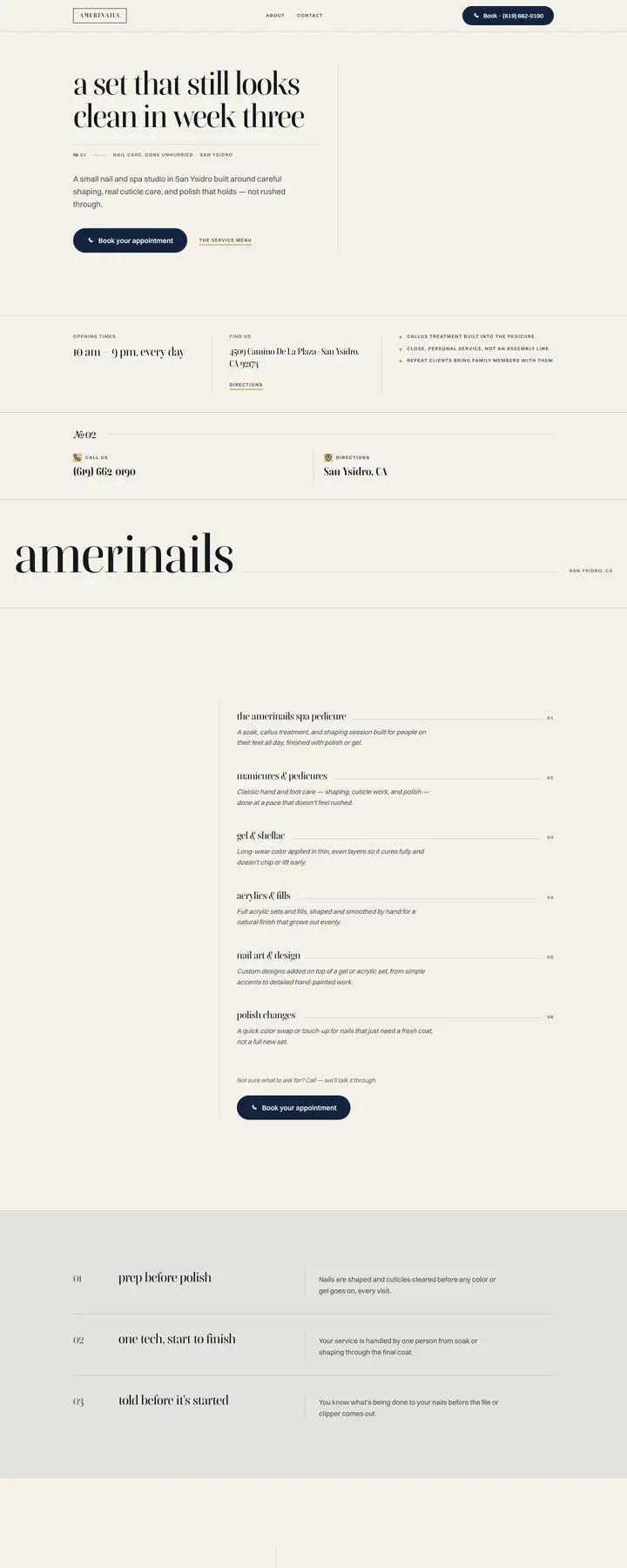 Free preview of a website for AmeriNails, built by Ready StoreFront (not affiliated)