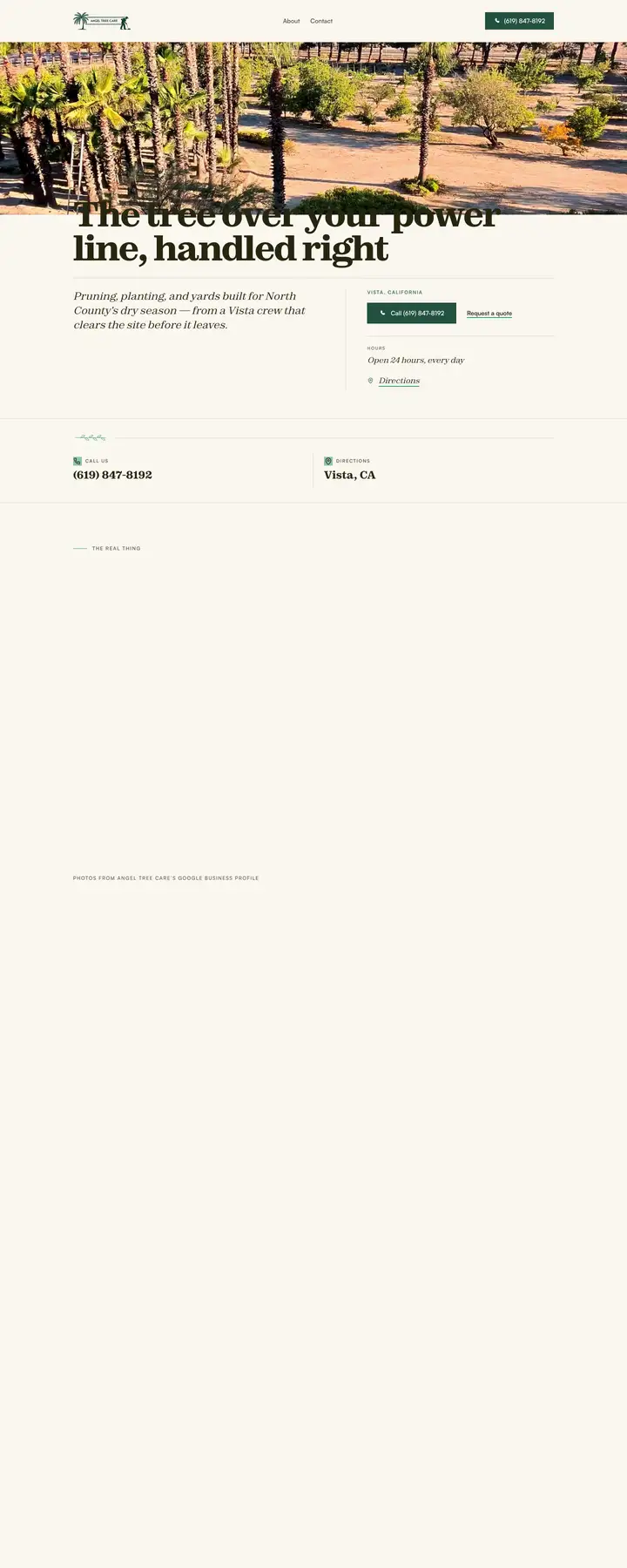 Free preview of a website for Angel Tree Care, built by Ready StoreFront (not affiliated)