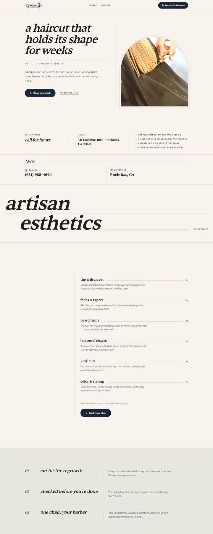 Free preview of a website for Artisan Esthetics, built by Ready StoreFront (not affiliated)
