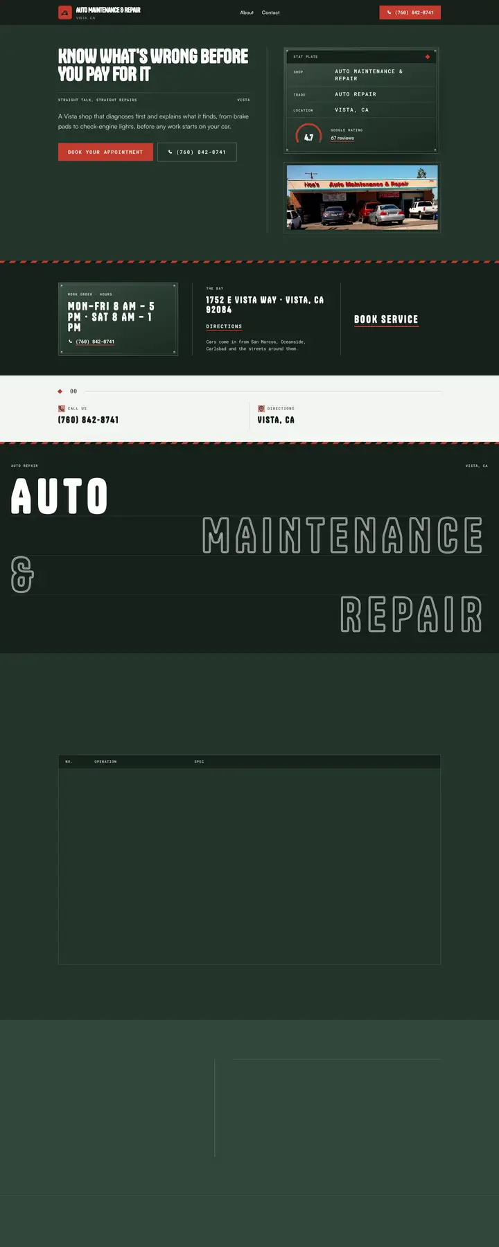 Free preview of a website for Auto Maintenance & Repair, built by Ready StoreFront (not affiliated)