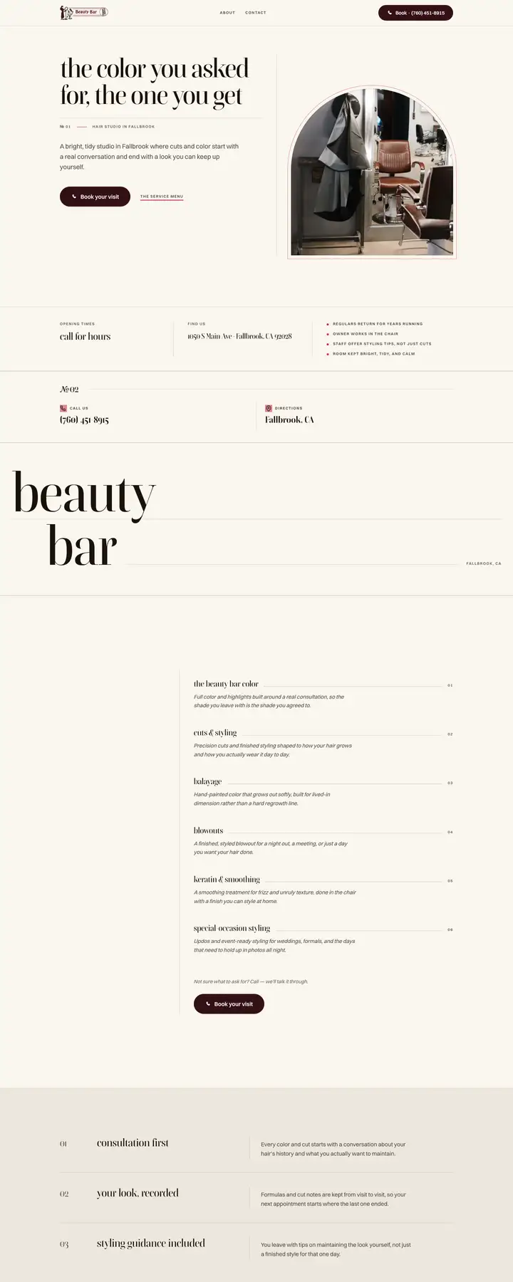 Free preview of a website for Beauty Bar, built by Ready StoreFront (not affiliated)