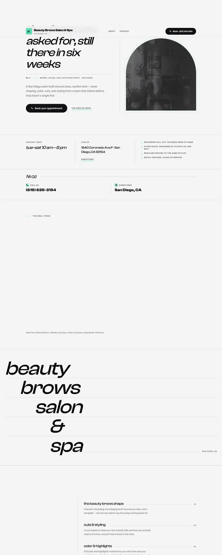 Free preview of a website for Beauty Brows Salon & Spa, built by Ready StoreFront (not affiliated)