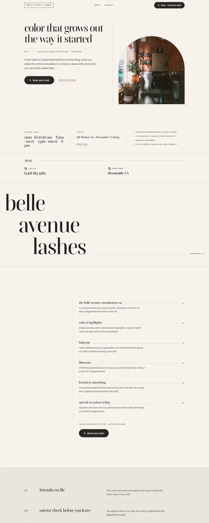 Free preview of a website for Belle Avenue Lashes, built by Ready StoreFront (not affiliated)