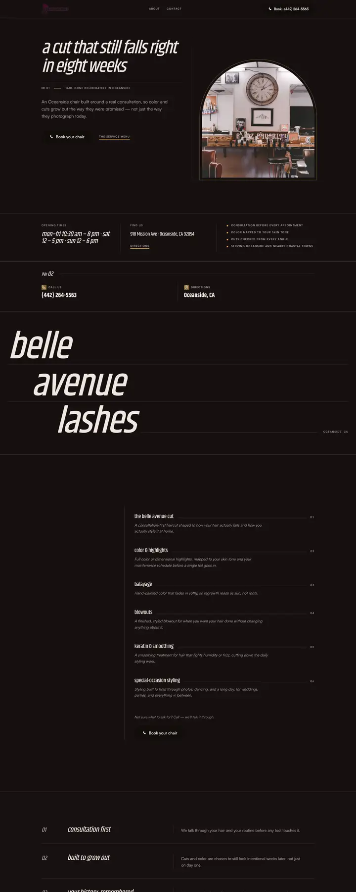 Free preview of a website for Belle Avenue Lashes, built by Ready StoreFront (not affiliated)