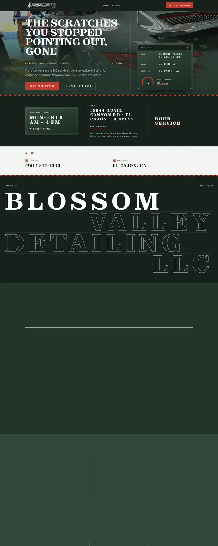 Free preview of a website for Blossom Valley Detailing, built by Ready StoreFront (not affiliated)