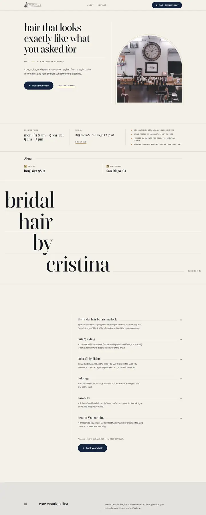Free preview of a website for Bridal Hair by Cristina, built by Ready StoreFront (not affiliated)