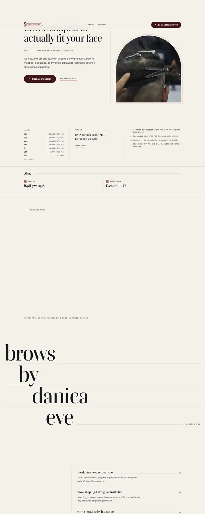 Free preview of a website for Brows by Danica Eve, built by Ready StoreFront (not affiliated)