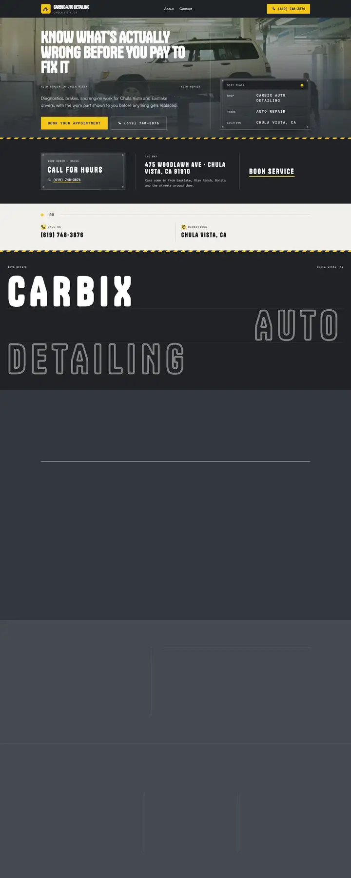Free preview of a website for Carbix Auto Detailing, built by Ready StoreFront (not affiliated)