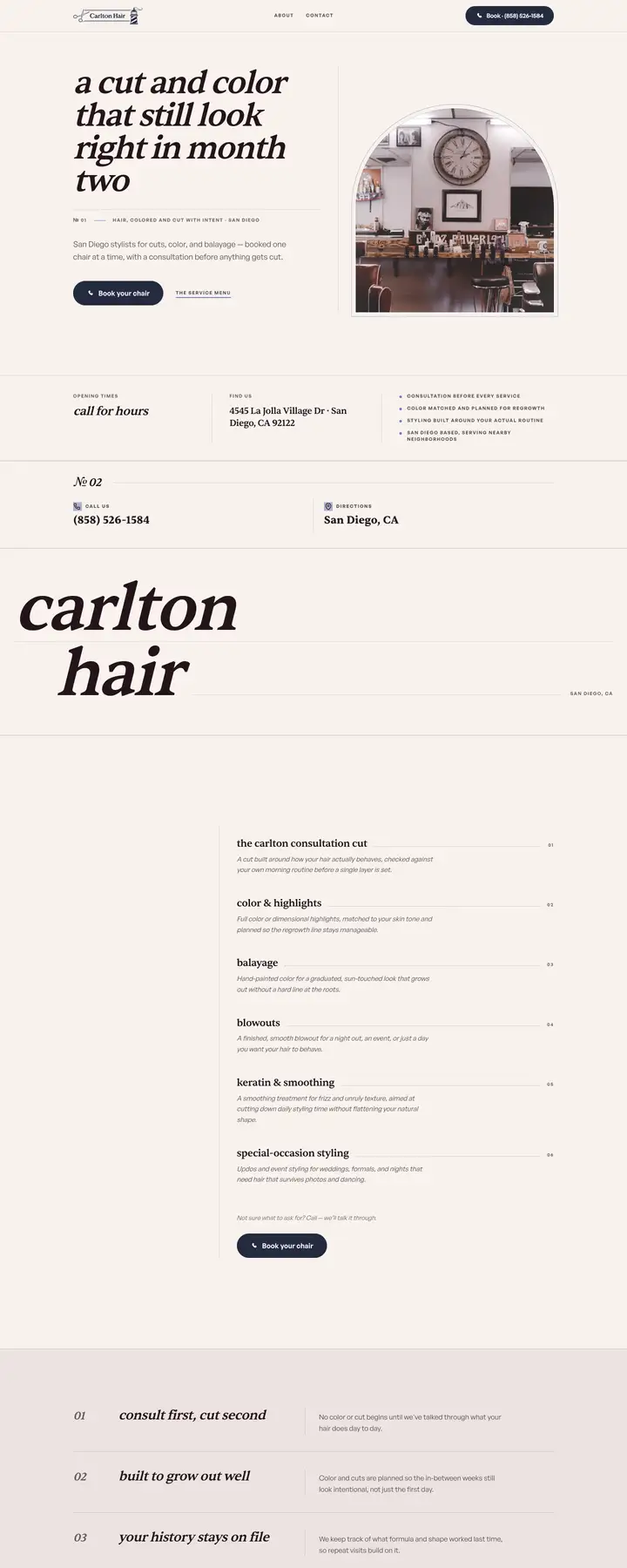 Free preview of a website for Carlton Hair, built by Ready StoreFront (not affiliated)