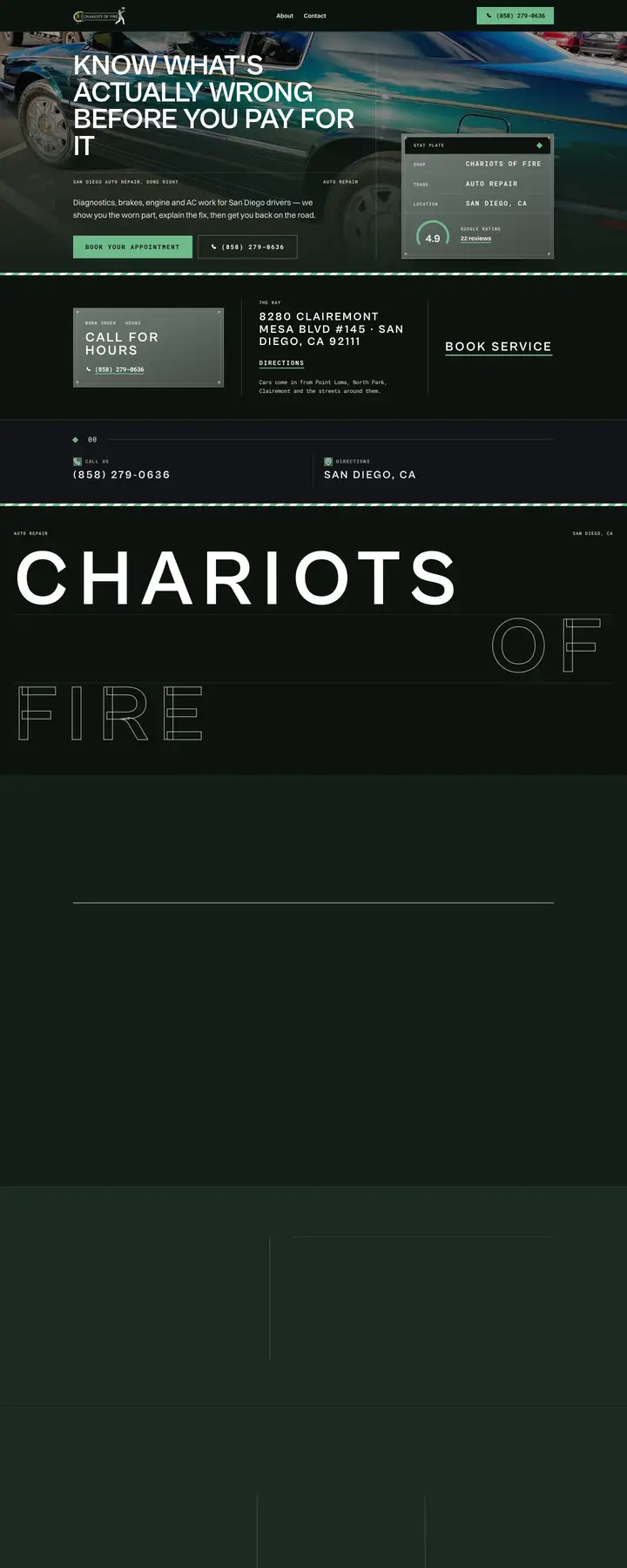 Free preview of a website for Chariots of Fire, built by Ready StoreFront (not affiliated)