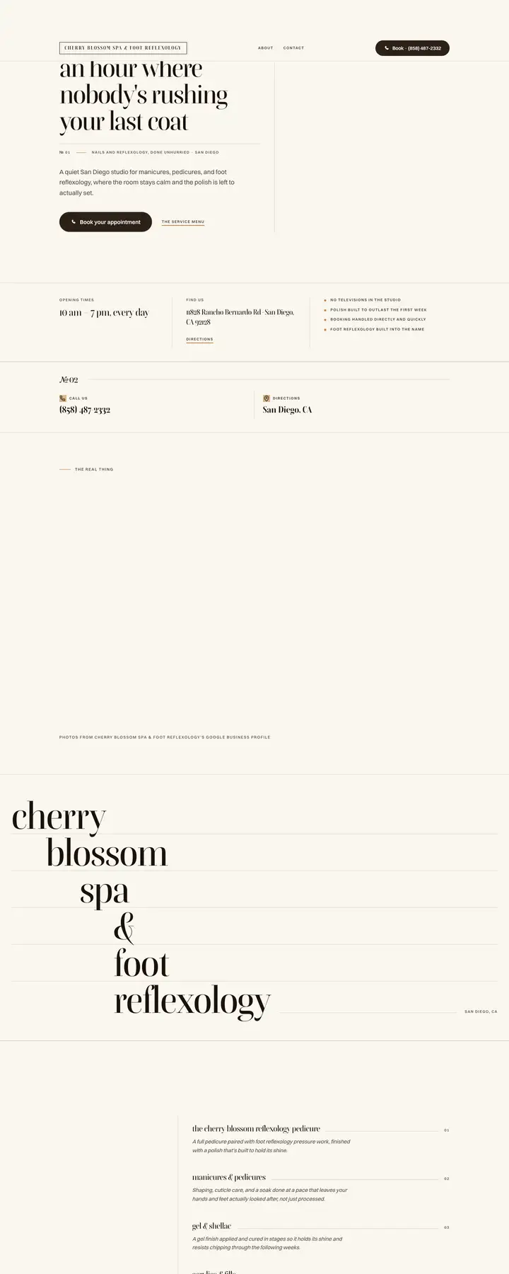 Free preview of a website for Cherry Blossom Spa & Foot Reflexology, built by Ready StoreFront (not affiliated)