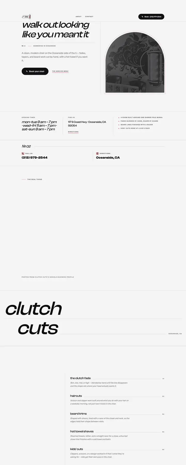 Free preview of a website for Clutch Cuts, built by Ready StoreFront (not affiliated)