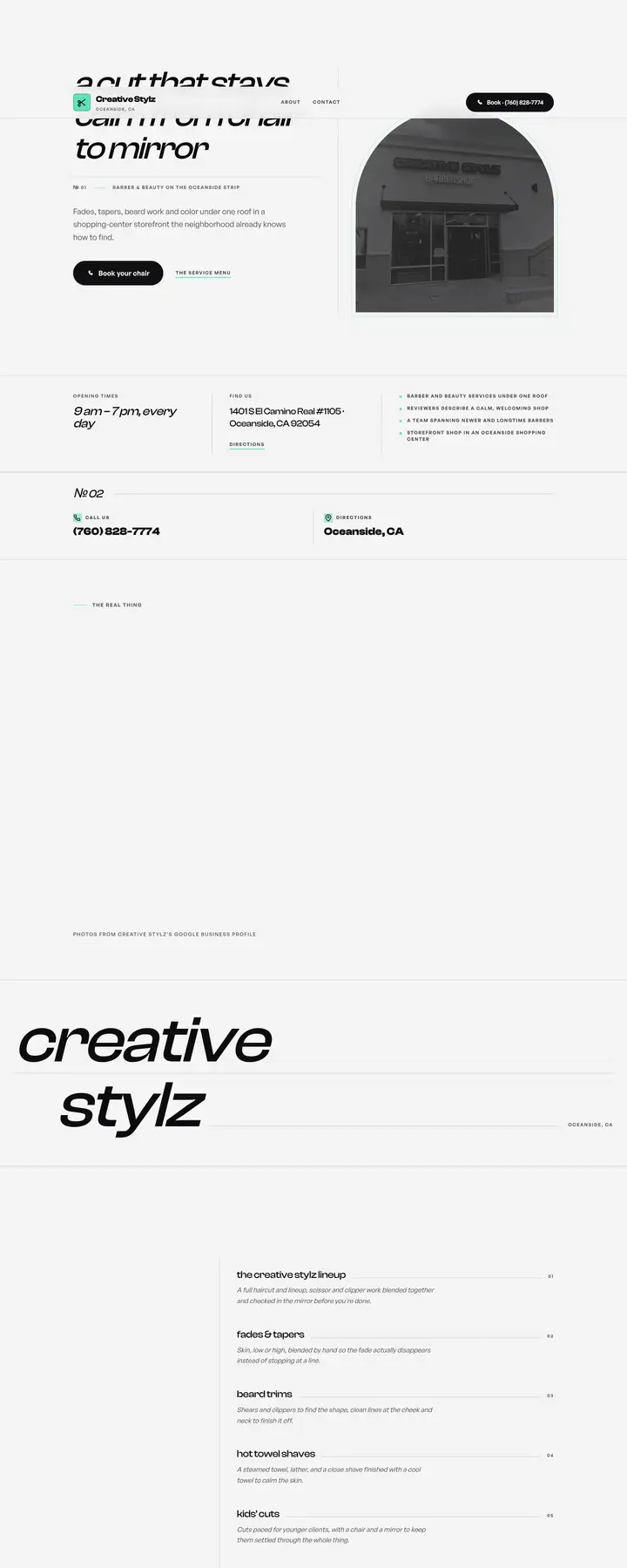 Free preview of a website for Creative Stylz, built by Ready StoreFront (not affiliated)