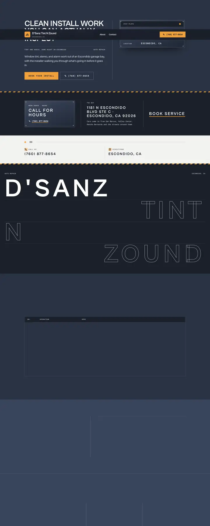Free preview of a website for D'Sanz Tint N Zound, built by Ready StoreFront (not affiliated)