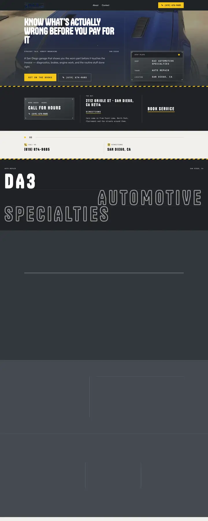 Free preview of a website for DA3 Automotive Specialties, built by Ready StoreFront (not affiliated)
