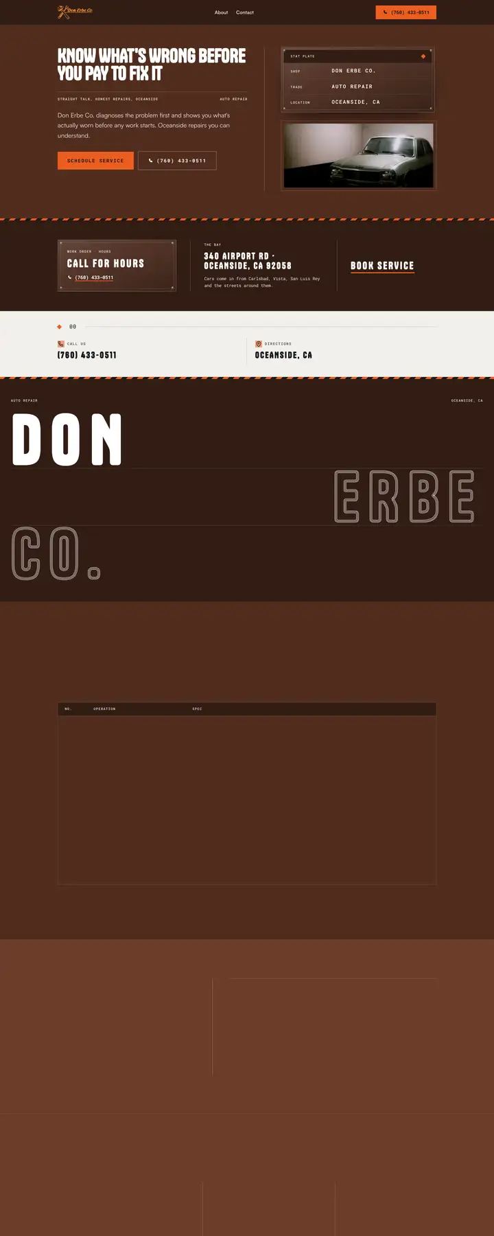 Free preview of a website for Don Erbe Co., built by Ready StoreFront (not affiliated)