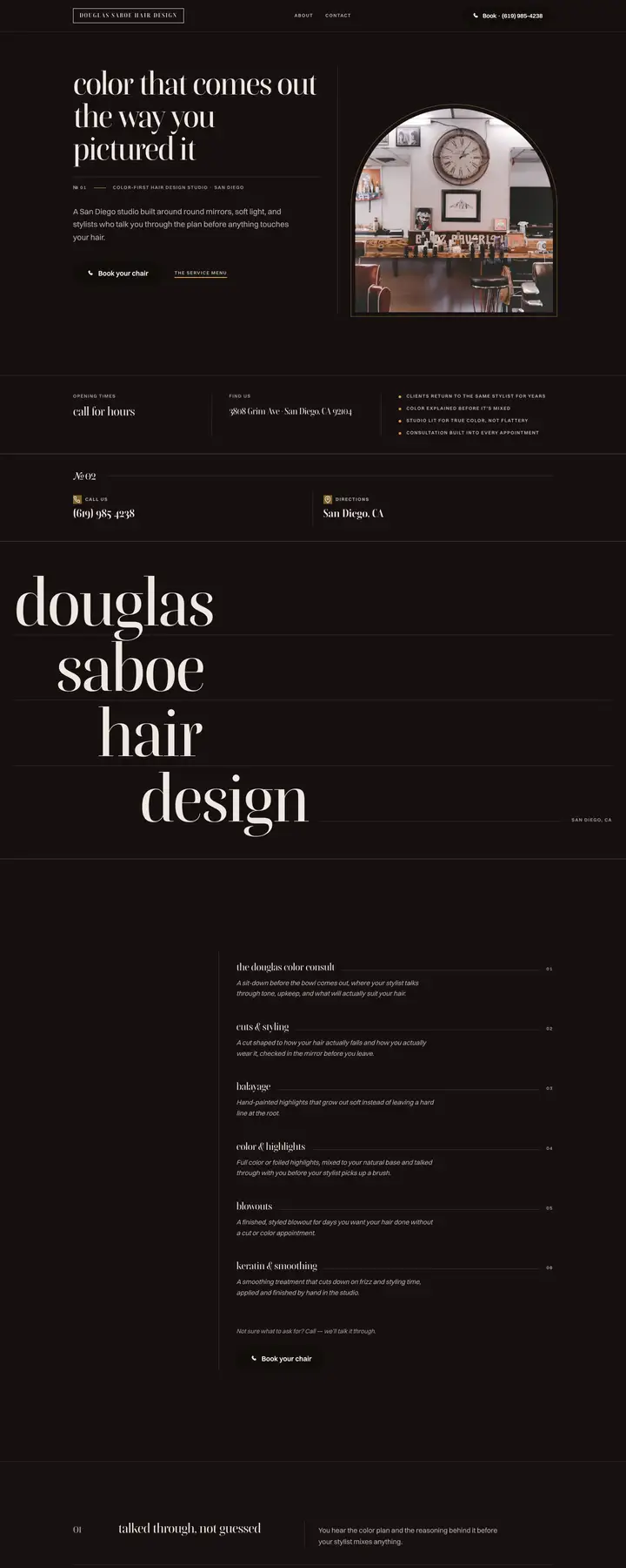 Free preview of a website for Douglas Saboe Hair Design, built by Ready StoreFront (not affiliated)
