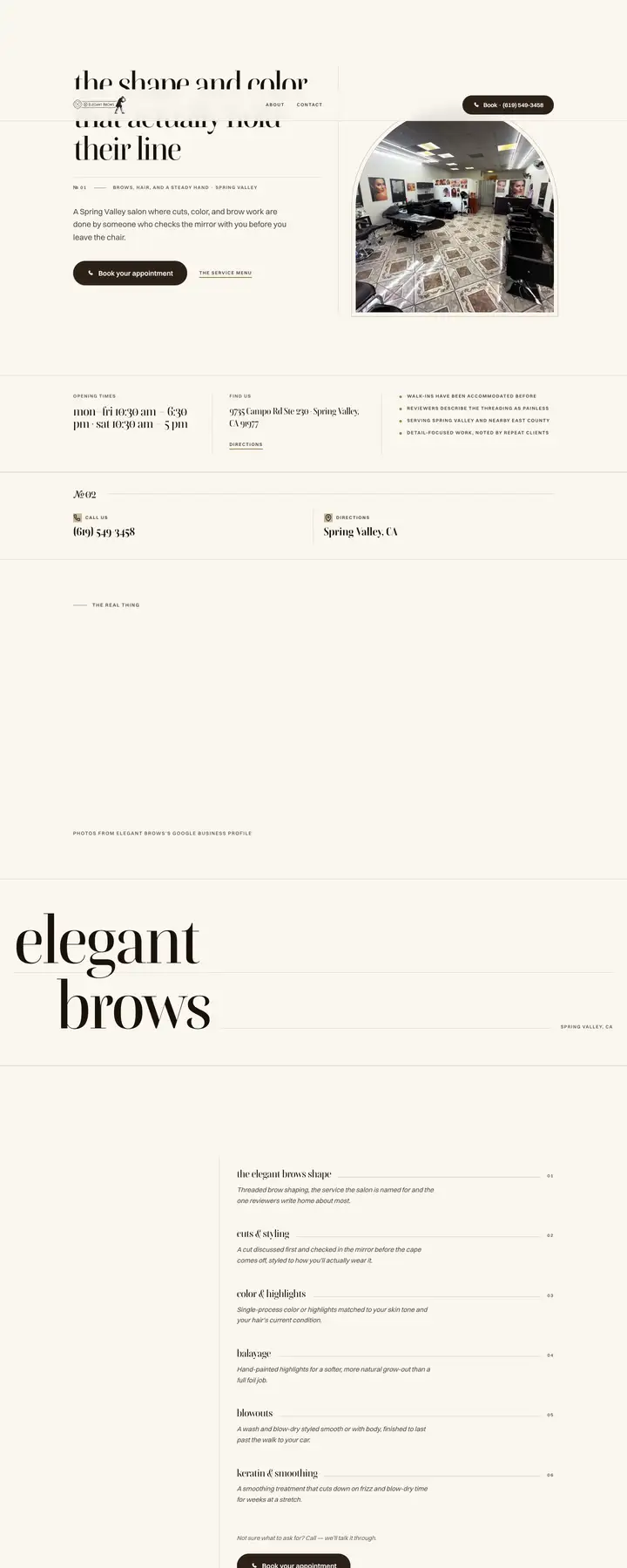 Free preview of a website for Elegant Brows, built by Ready StoreFront (not affiliated)