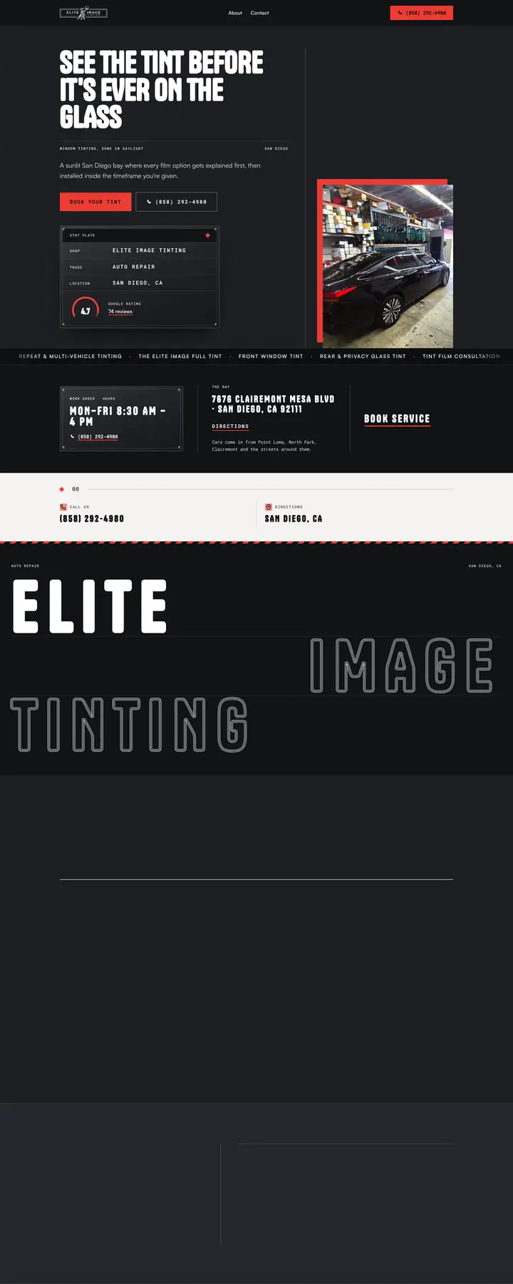 Free preview of a website for Elite Image Tinting, built by Ready StoreFront (not affiliated)