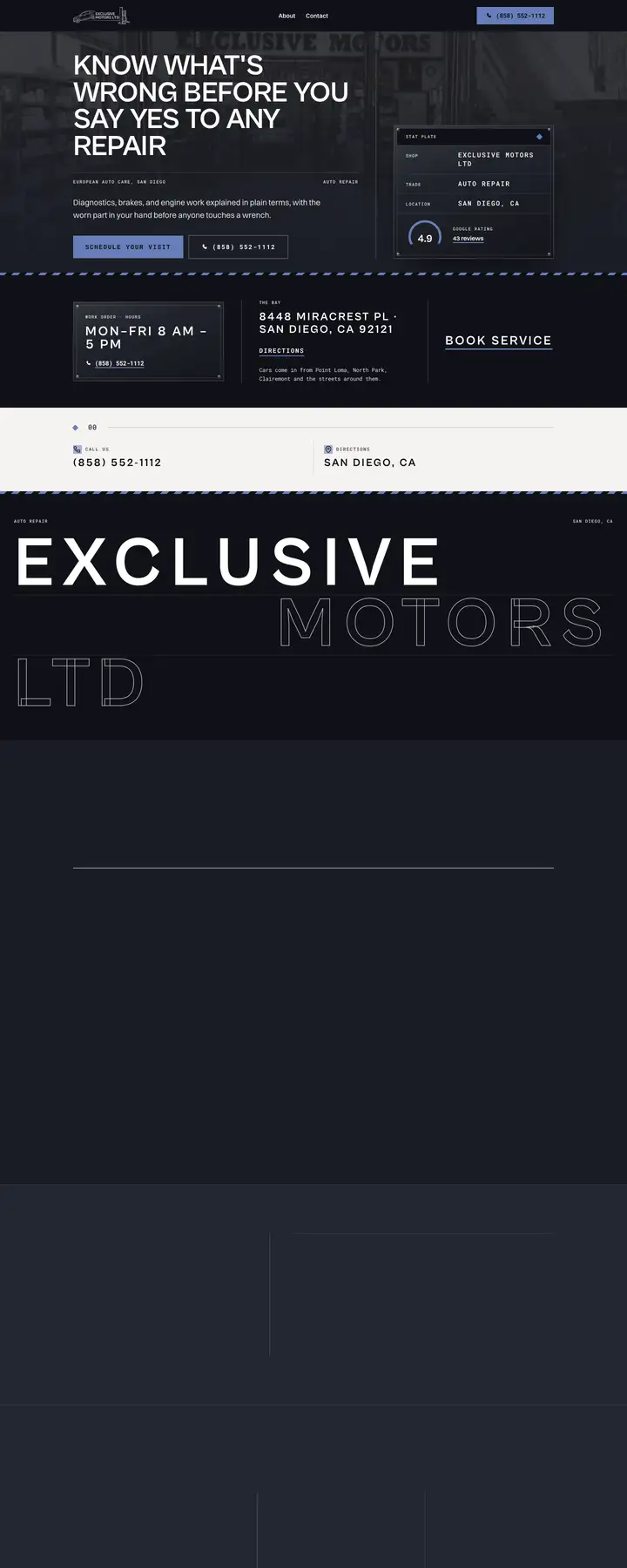 Free preview of a website for Exclusive Motors Ltd, built by Ready StoreFront (not affiliated)