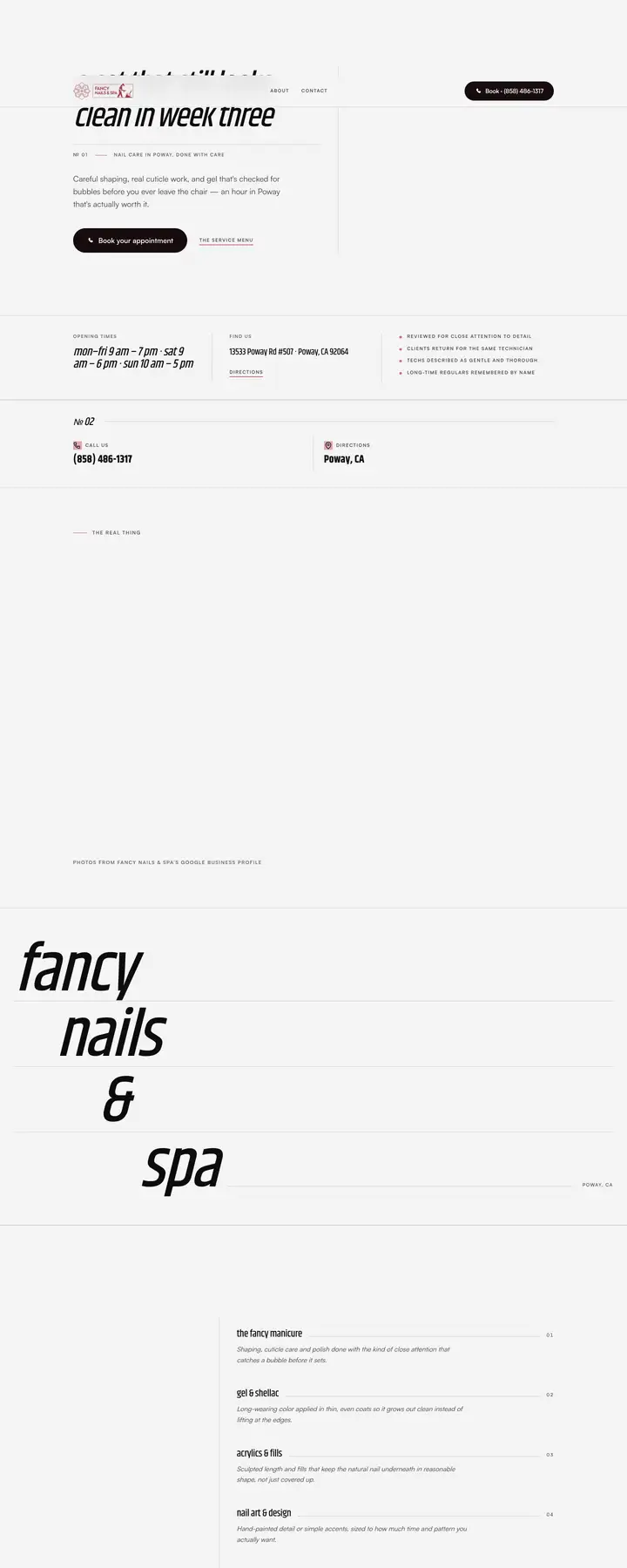 Free preview of a website for Fancy Nails & Spa, built by Ready StoreFront (not affiliated)