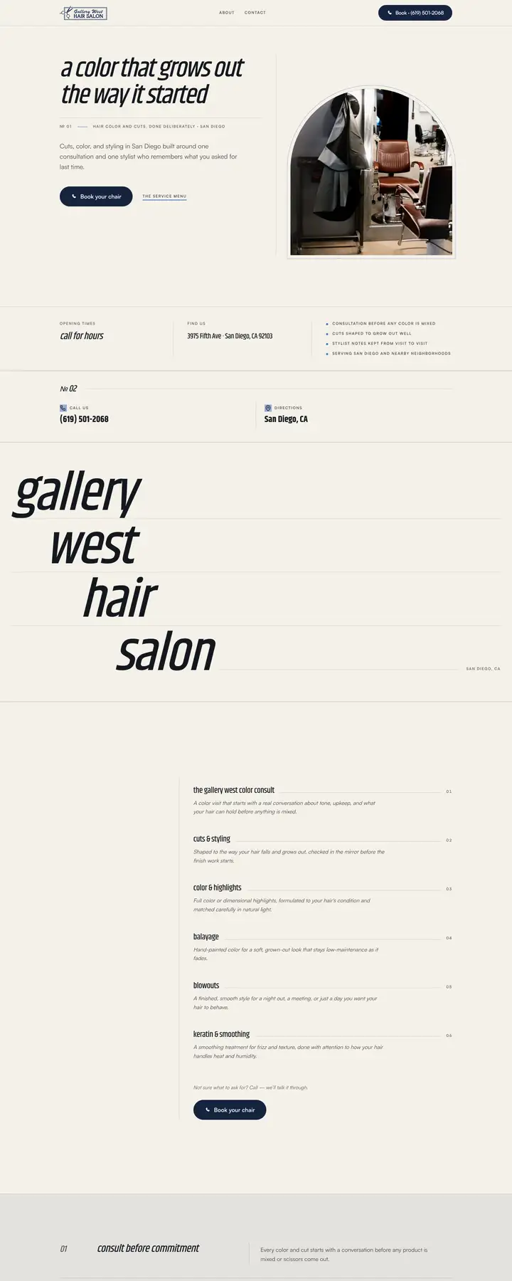 Free preview of a website for Gallery West Hair Salon, built by Ready StoreFront (not affiliated)