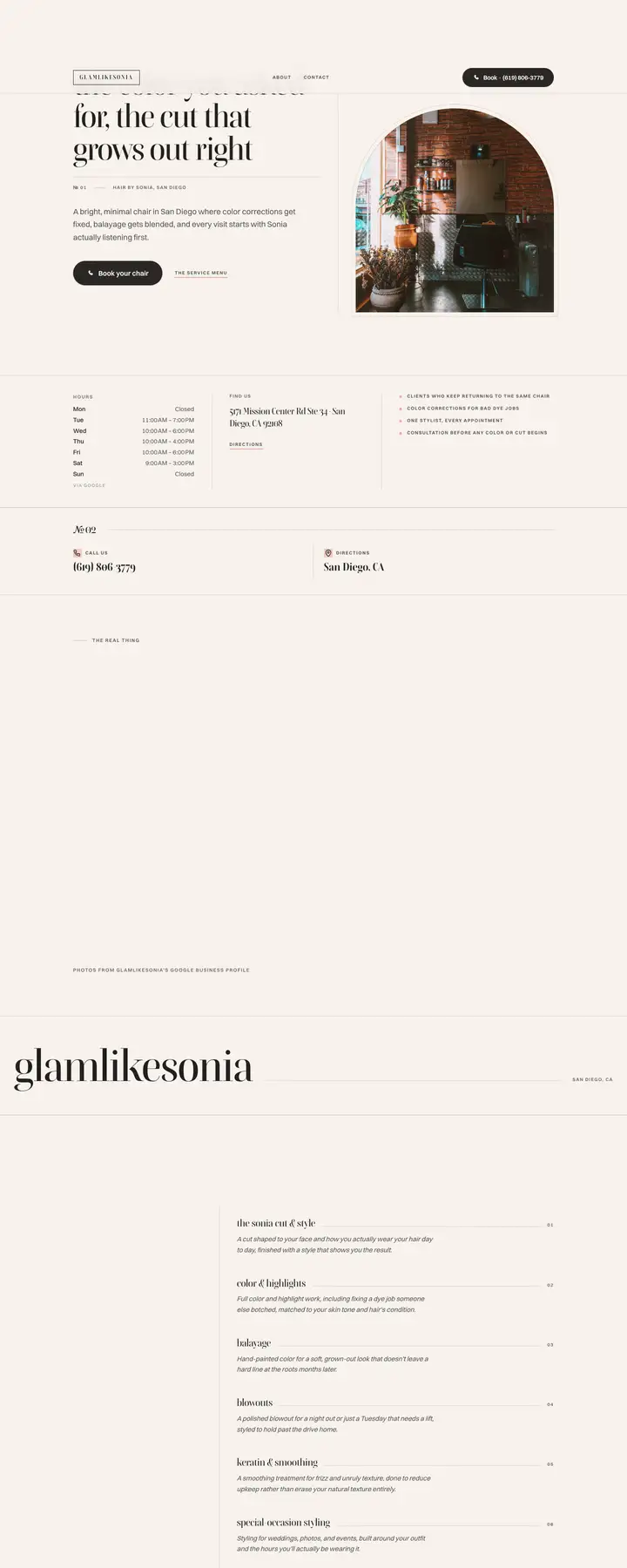 Free preview of a website for GlamLikeSonia, built by Ready StoreFront (not affiliated)