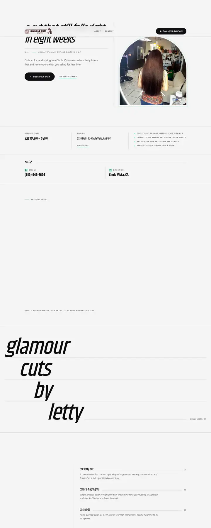 Free preview of a website for Glamour Cuts by Letty, built by Ready StoreFront (not affiliated)