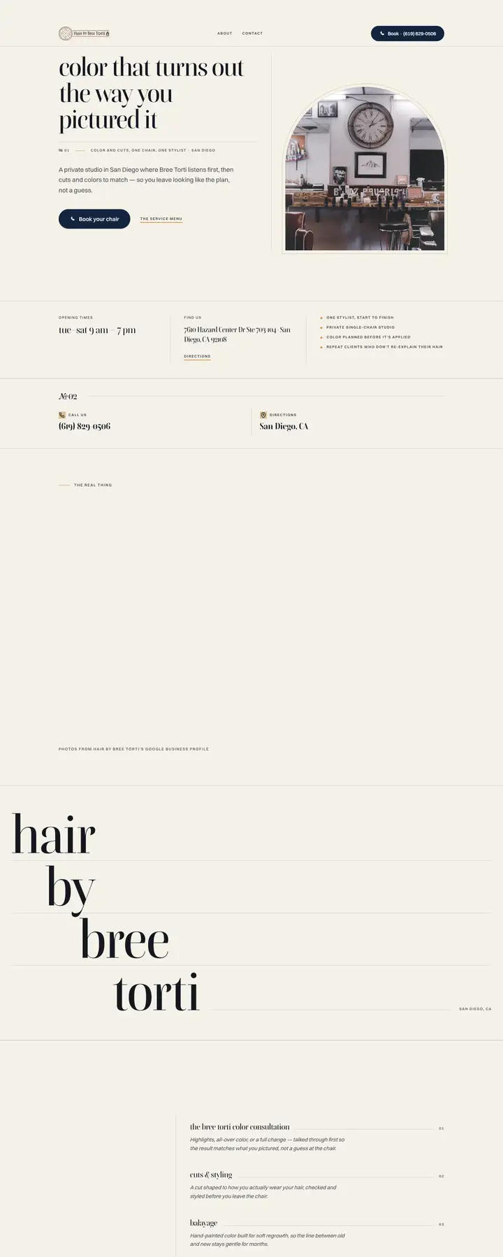 Free preview of a website for Hair by Bree Torti, built by Ready StoreFront (not affiliated)