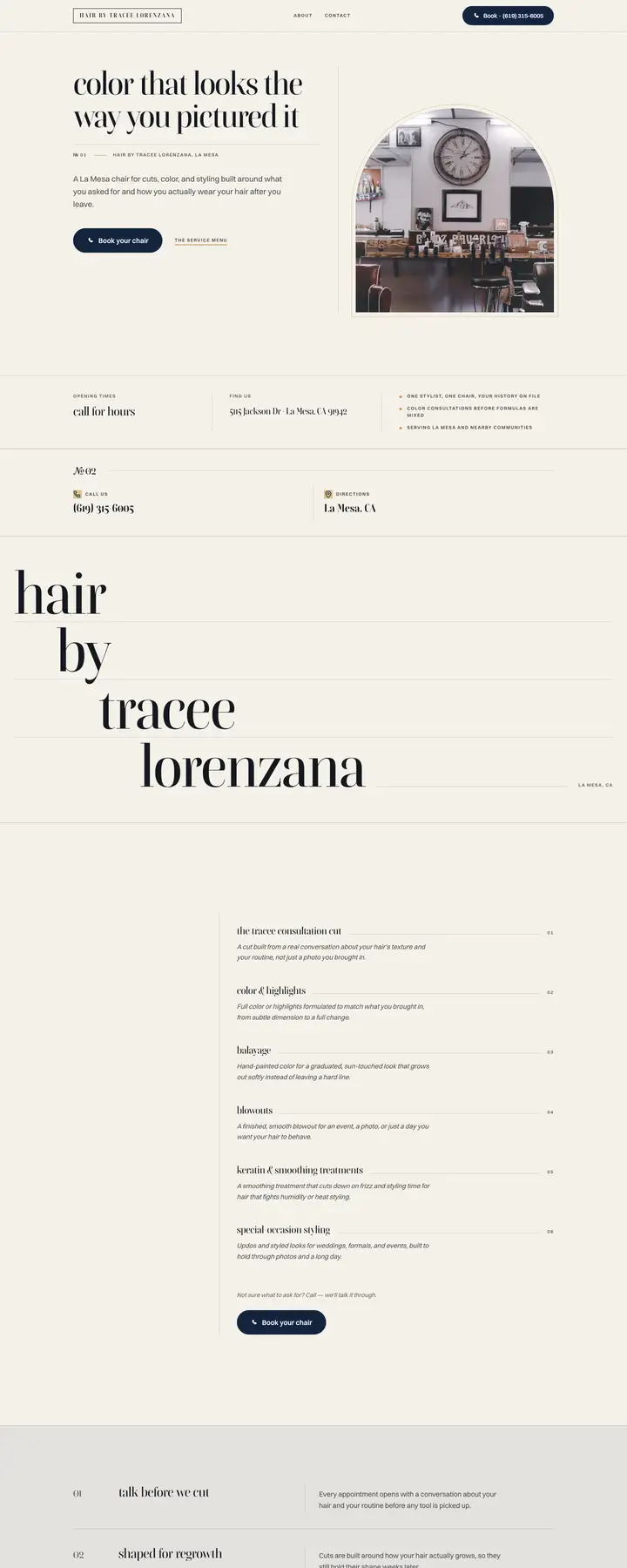 Free preview of a website for Hair by Tracee Lorenzana, built by Ready StoreFront (not affiliated)