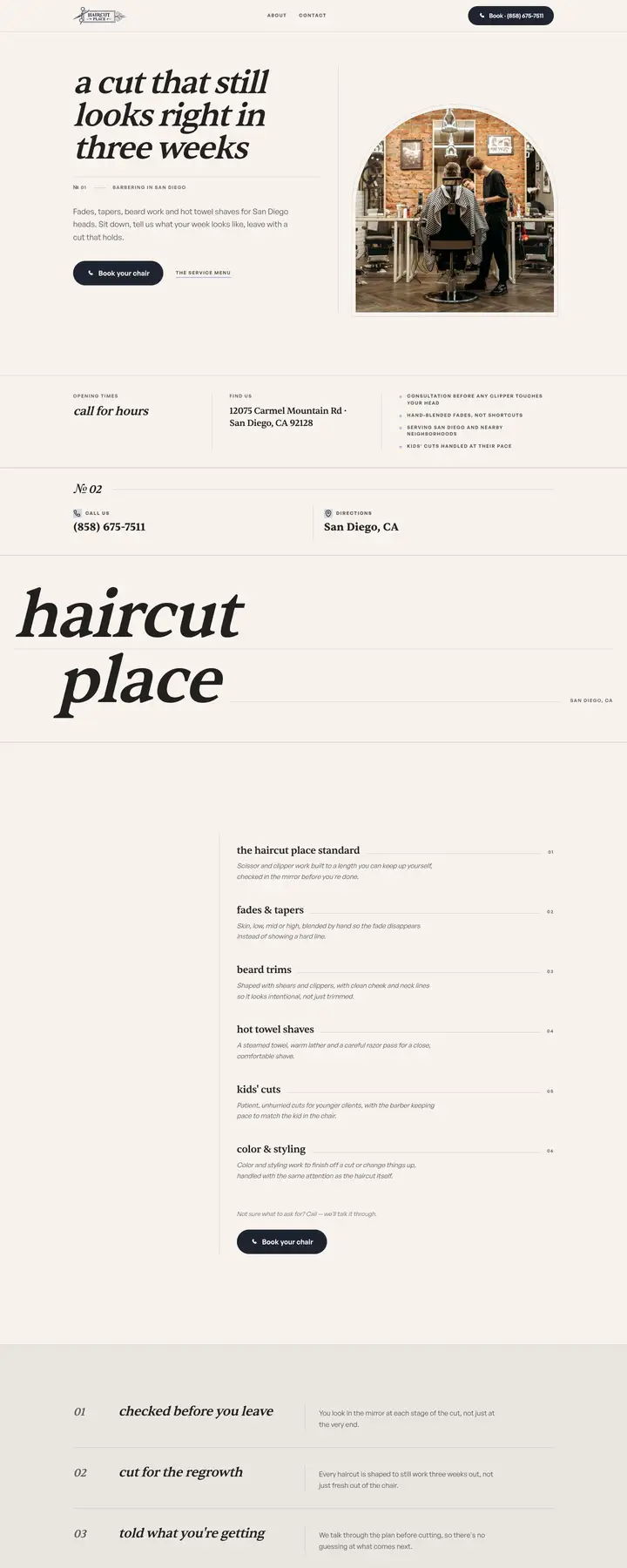 Free preview of a website for Haircut Place, built by Ready StoreFront (not affiliated)