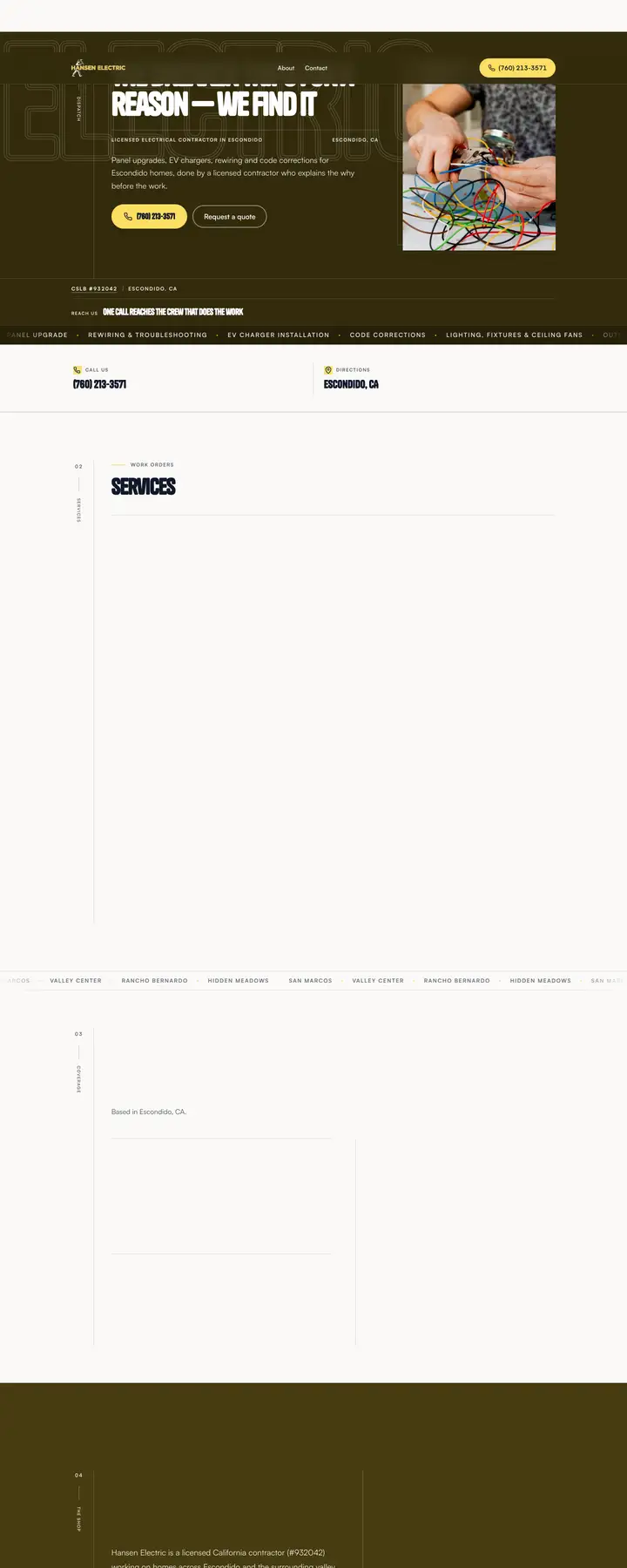 Free preview of a website for Hansen Electric, built by Ready StoreFront (not affiliated)