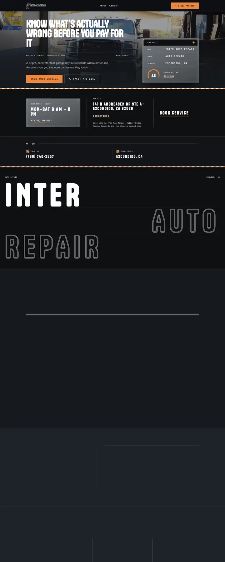 Free preview of a website for Inter Auto Repair, built by Ready StoreFront (not affiliated)