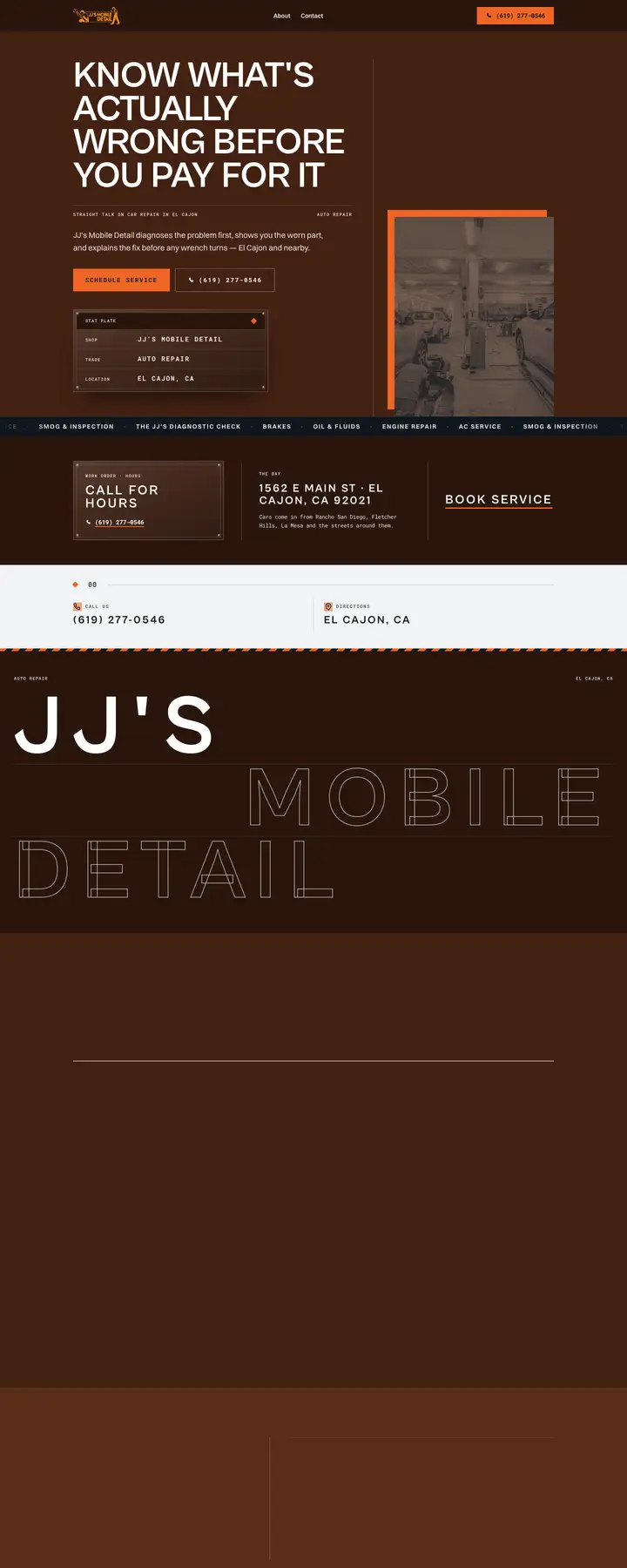 Free preview of a website for JJ's Mobile Detail, built by Ready StoreFront (not affiliated)
