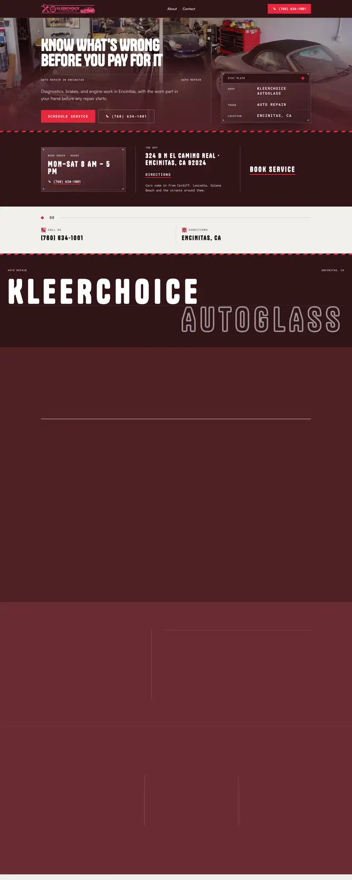 Free preview of a website for Kleerchoice Autoglass, built by Ready StoreFront (not affiliated)