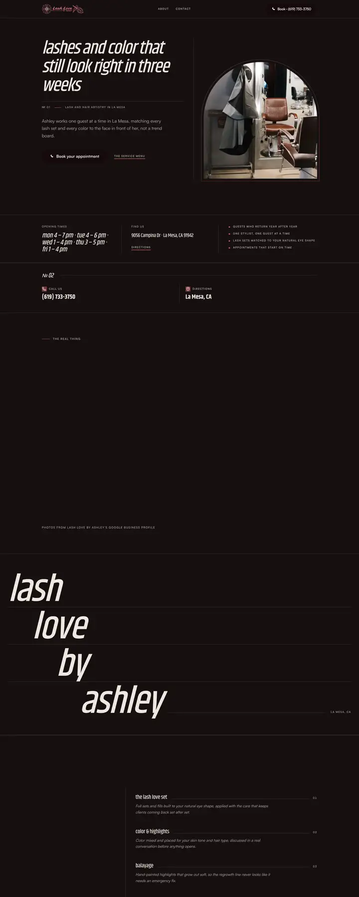 Free preview of a website for Lash Love by Ashley, built by Ready StoreFront (not affiliated)