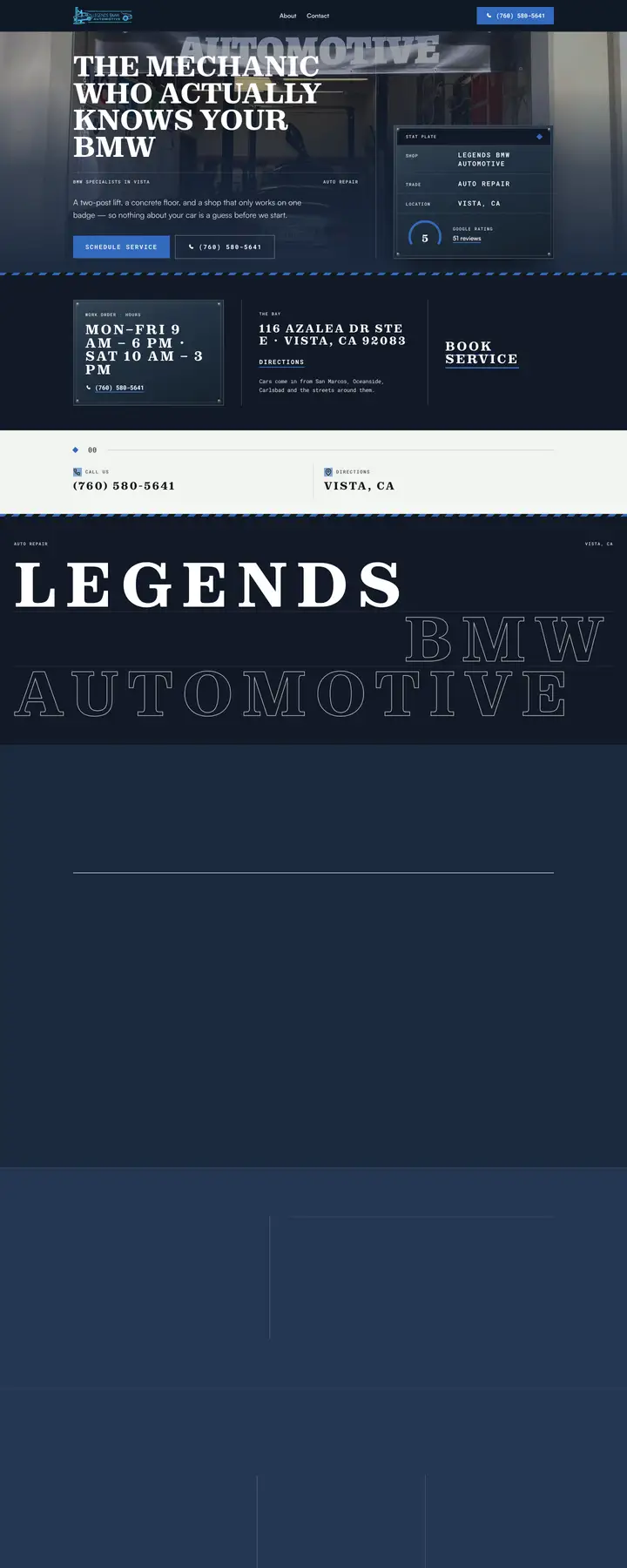Free preview of a website for Legends BMW Automotive, built by Ready StoreFront (not affiliated)