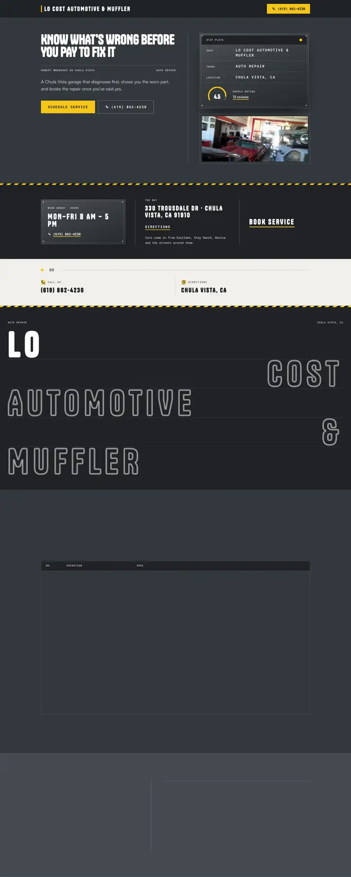 Free preview of a website for Lo Cost Automotive & Muffler, built by Ready StoreFront (not affiliated)
