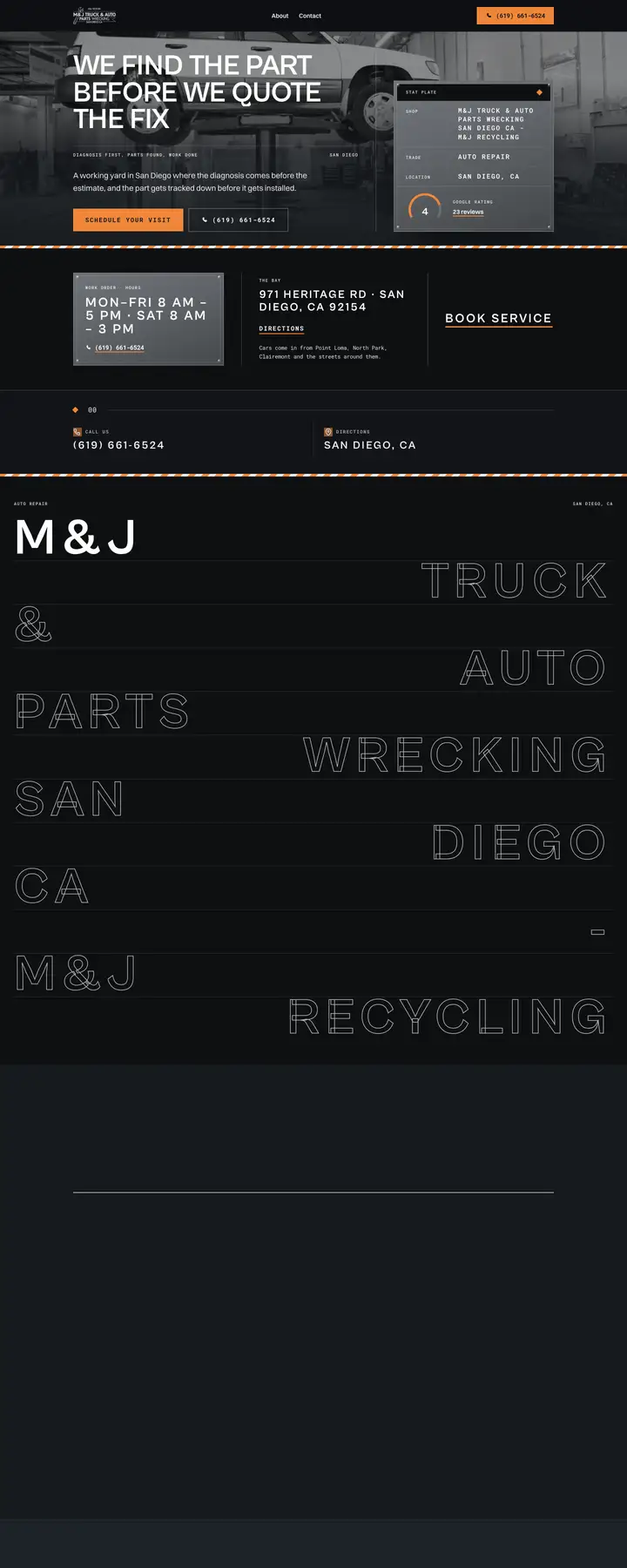 Free preview of a website for M&j Truck & Auto Parts Wrecking San Diego CA - M&j Recycling, built by Ready StoreFront (not affiliated)