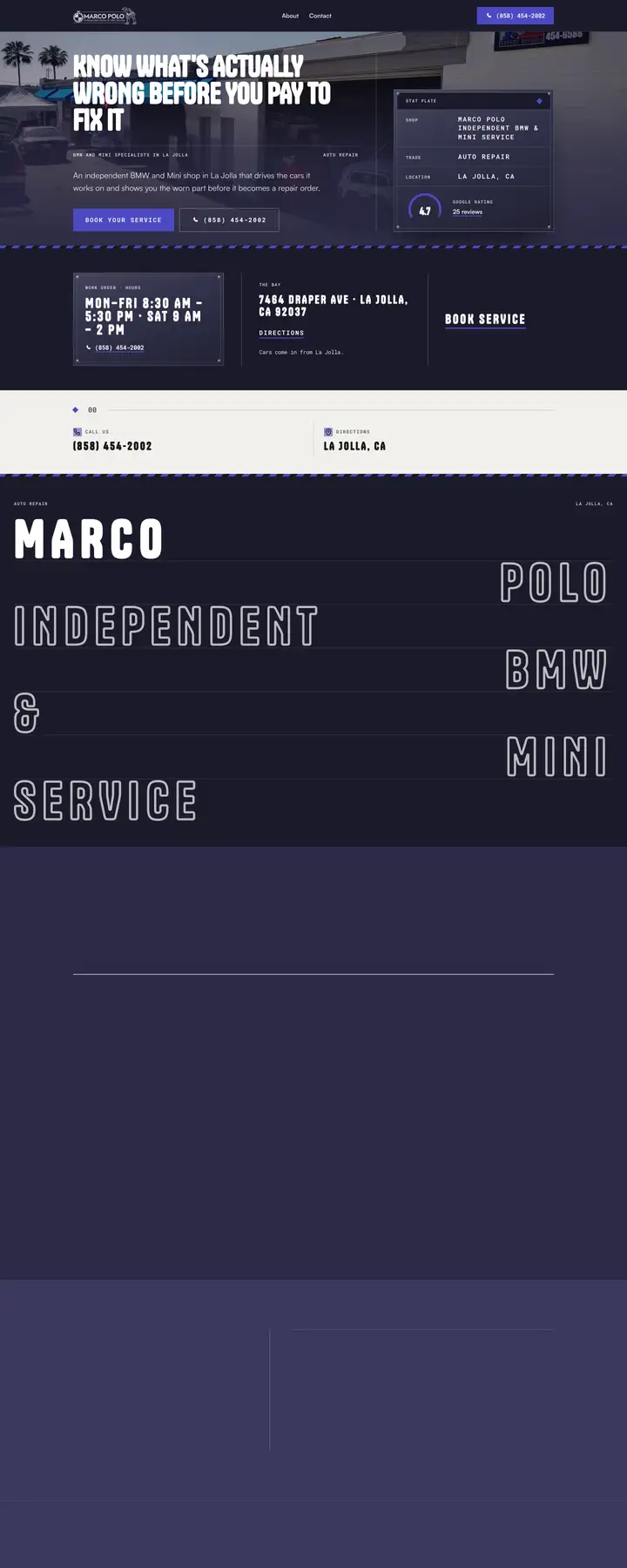 Free preview of a website for Marco Polo Independent BMW & Mini Service, built by Ready StoreFront (not affiliated)