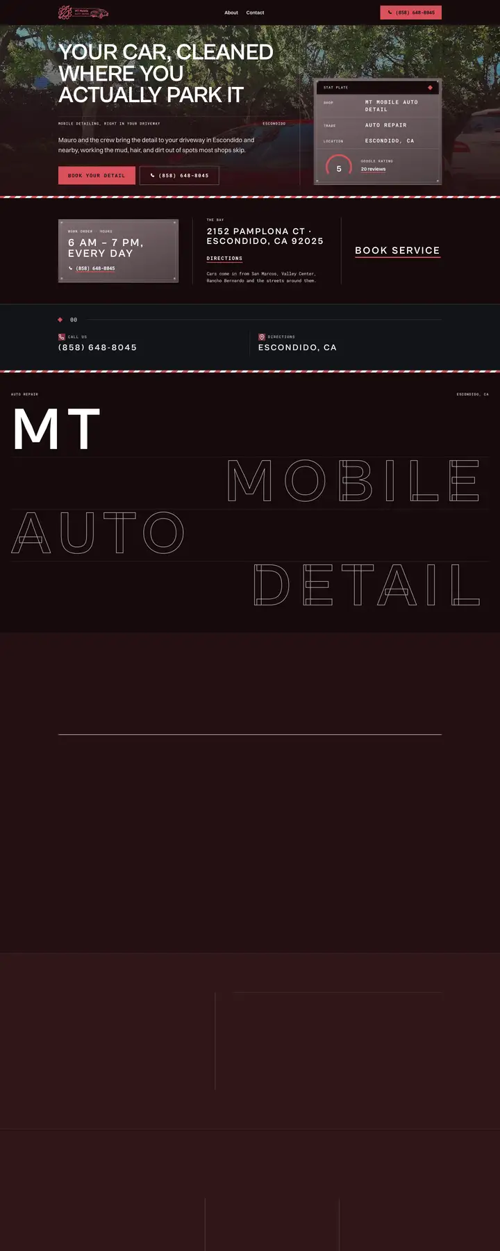 Free preview of a website for Mt Mobile Auto Detail, built by Ready StoreFront (not affiliated)
