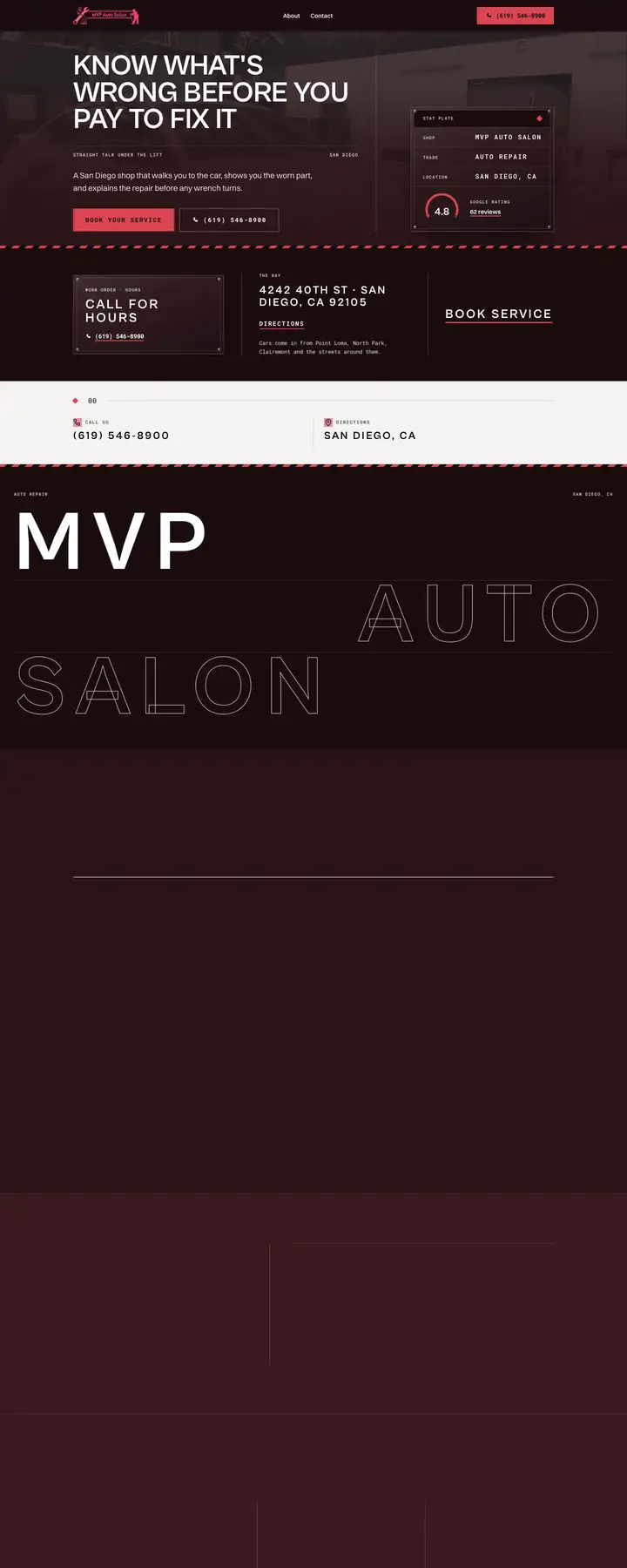 Free preview of a website for MVP Auto Salon, built by Ready StoreFront (not affiliated)