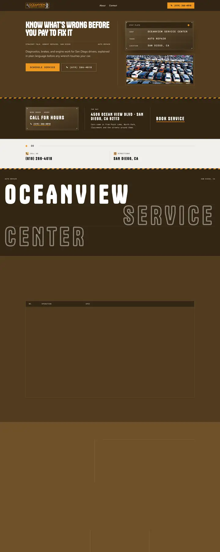 Free preview of a website for Oceanview Service Center, built by Ready StoreFront (not affiliated)