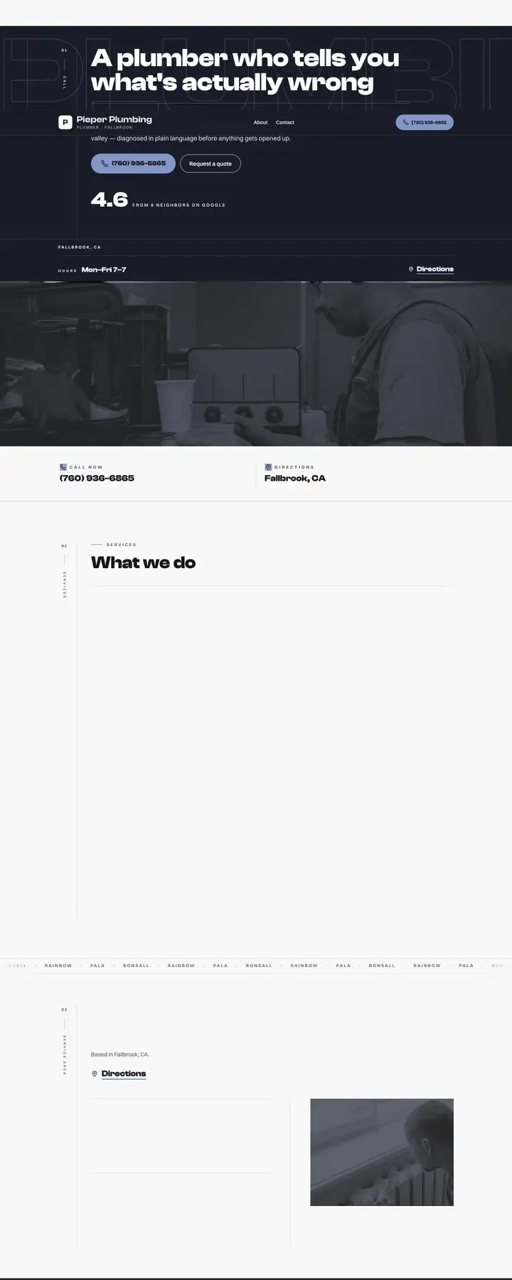Free preview of a website for Pieper Plumbing, built by Ready StoreFront (not affiliated)